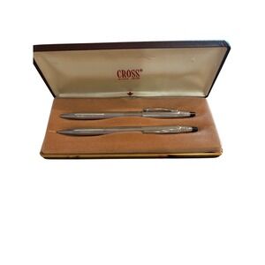 Vintage Cross Pen and Pencil Set Chrome Century Style with Case USA READ